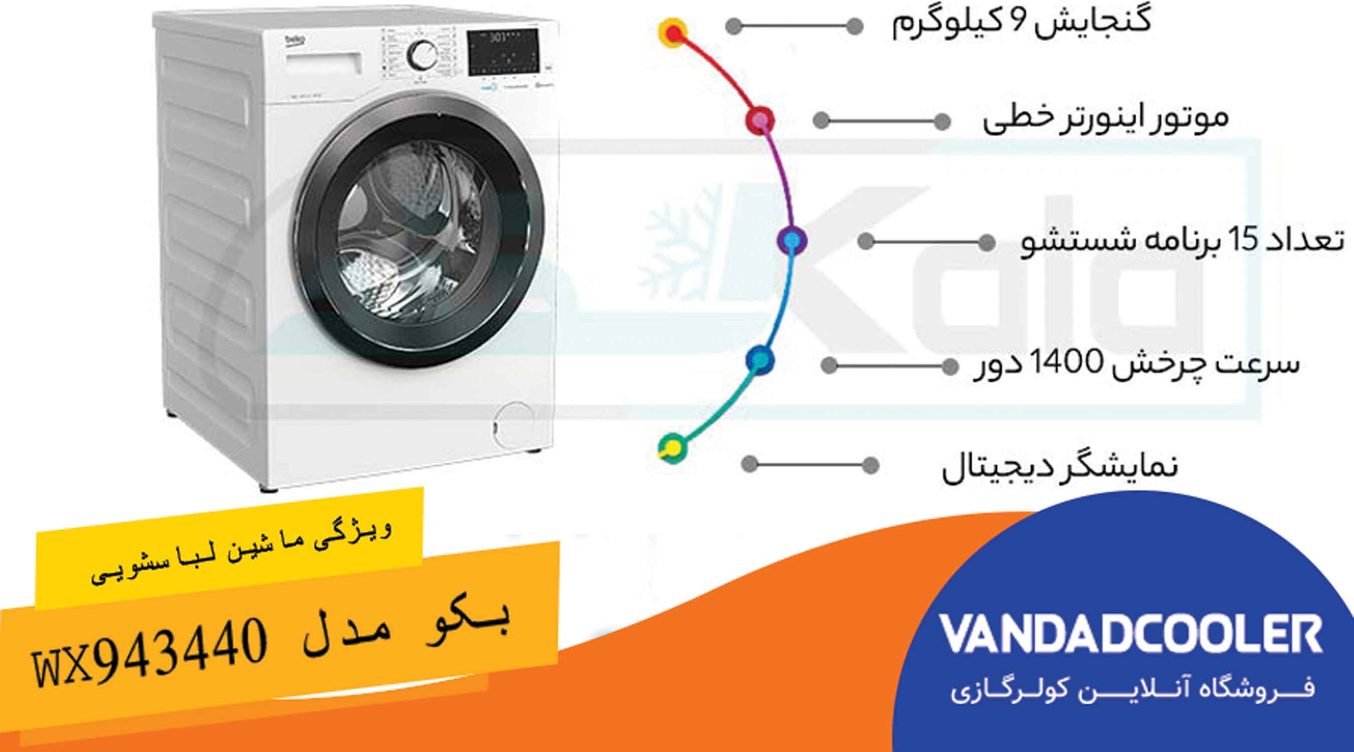 ویژگی ماشین لباسشویی بکو مدل WX943440